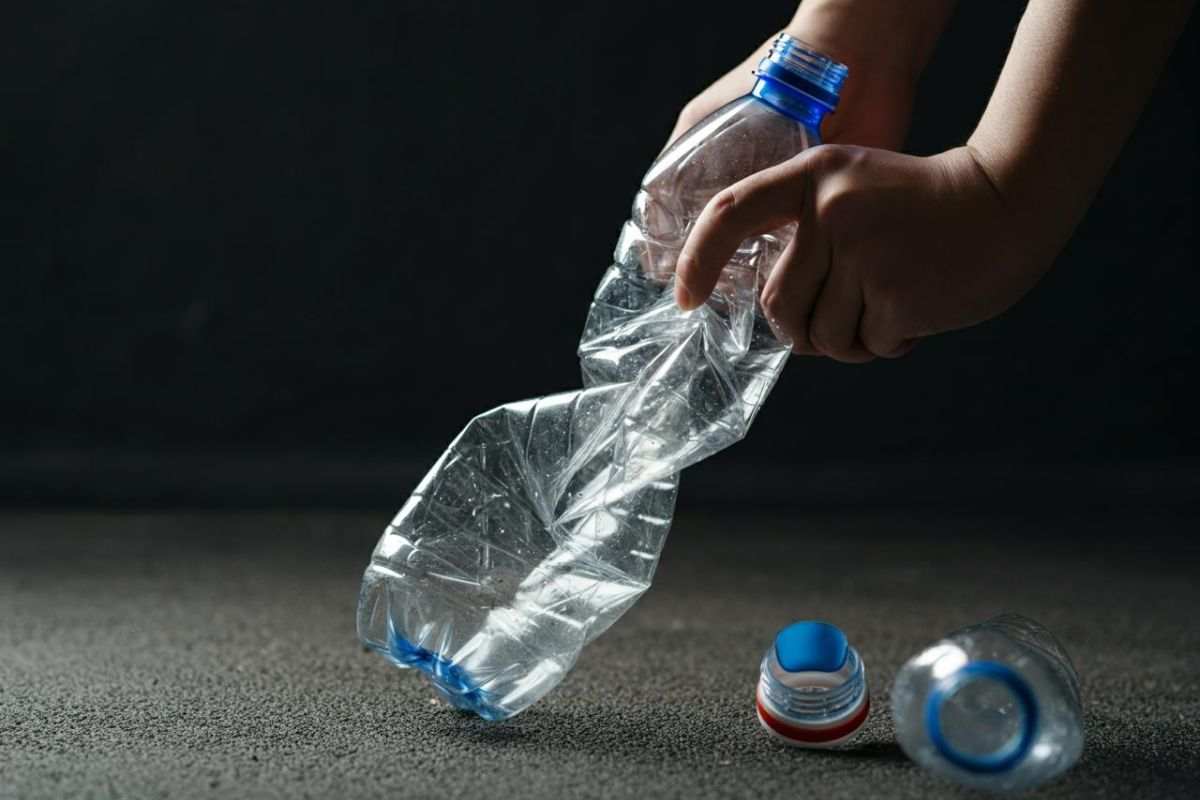 Schiacciare bottiglia di plastica, errore