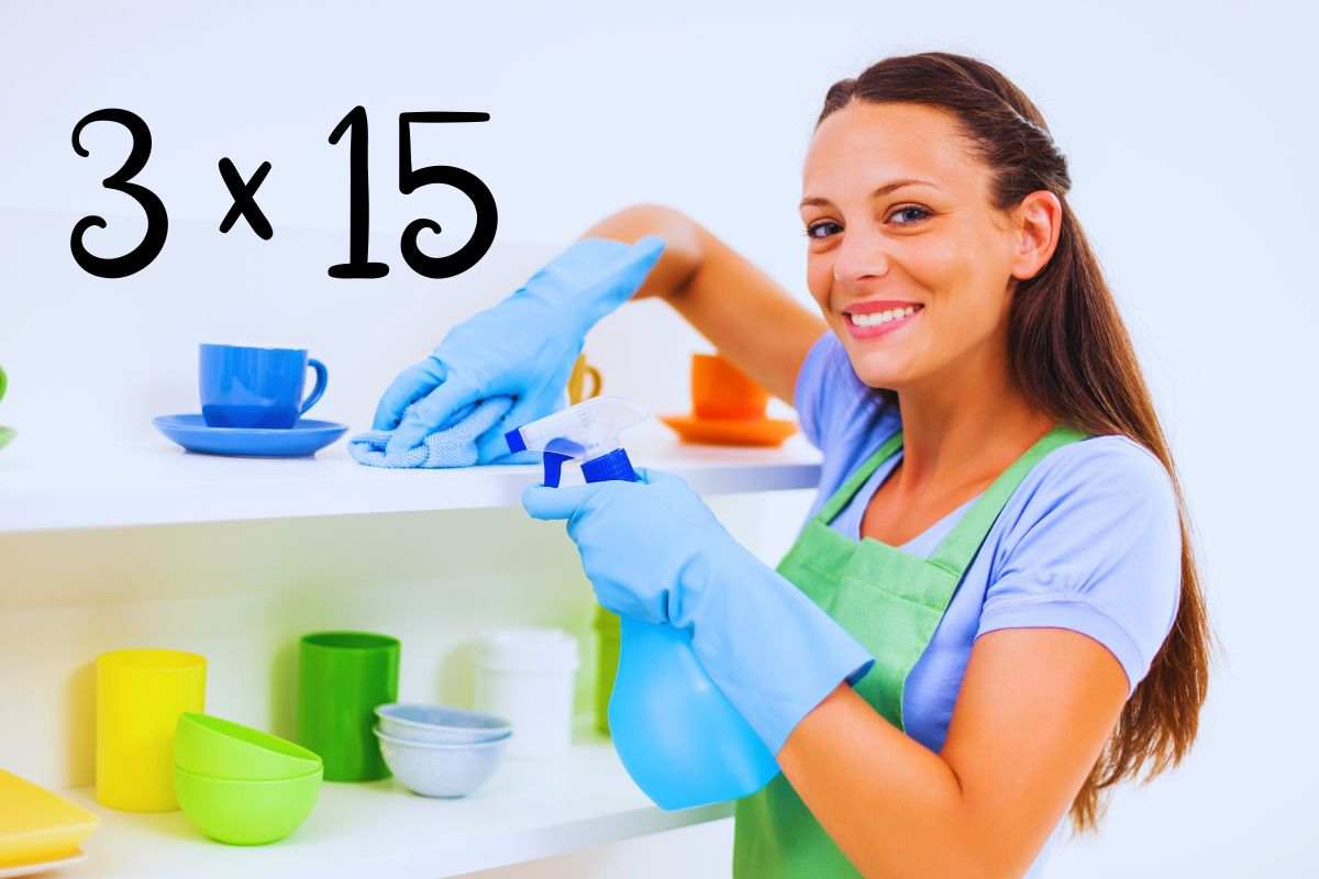 fare le pulizie con il metodo del 3 x 15